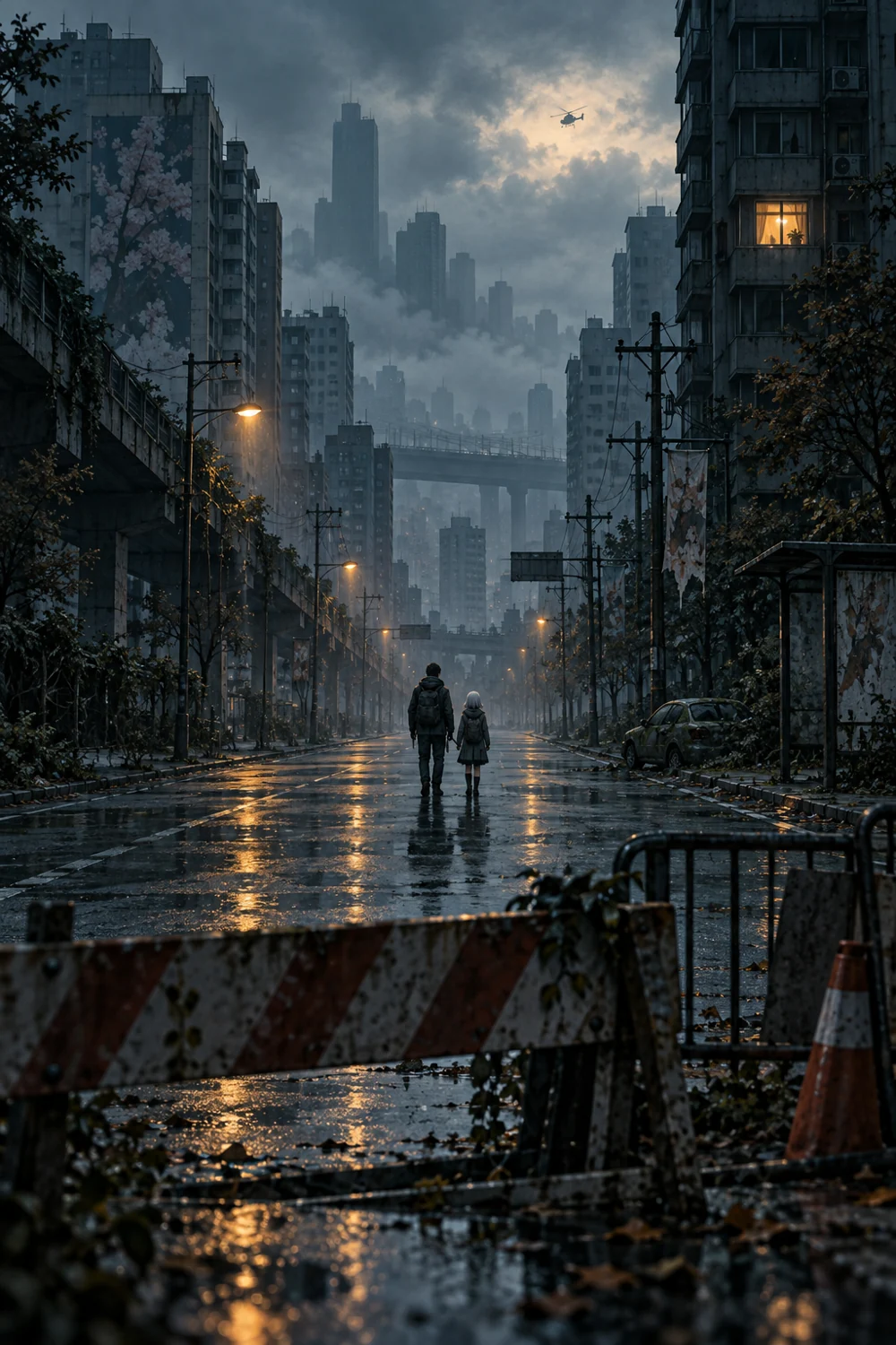 市中心的孤岛主题插画